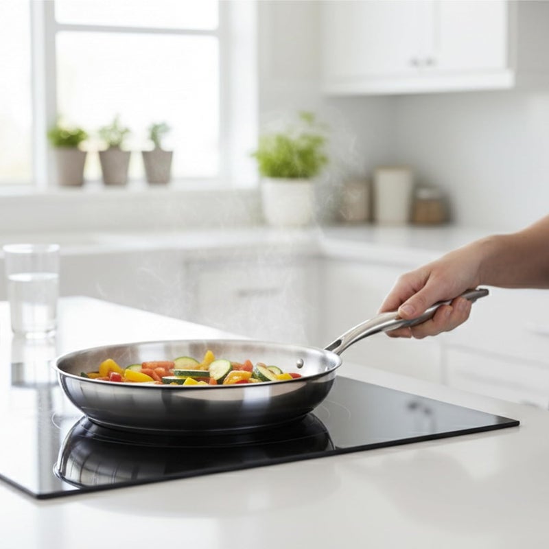 Prestige Tri Ply Stainless Steel Twin Frypan Set 24Cm / 28Cm - Induction Compatible - Image 3